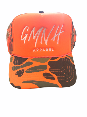 GMNH Apparel Trucker Hat Camo Orange